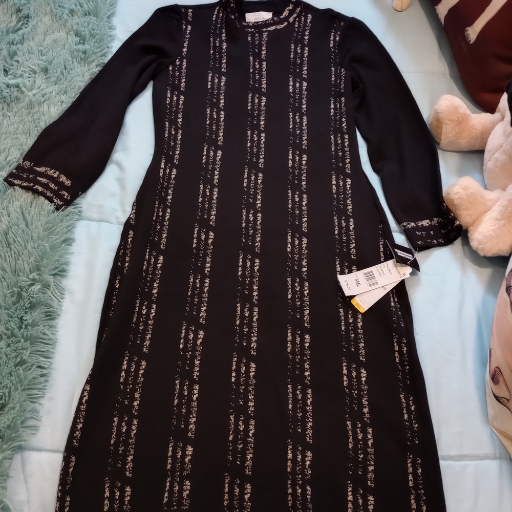 Robbie Bee Black and Silver Knit Dress